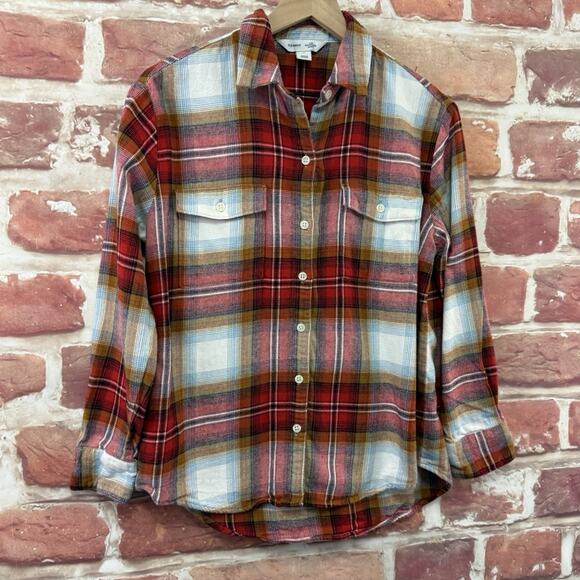 Old Navy Women's The Boyfriend Shirt S Multicolor Plaid Casual Button Front - Picture 2 of 8